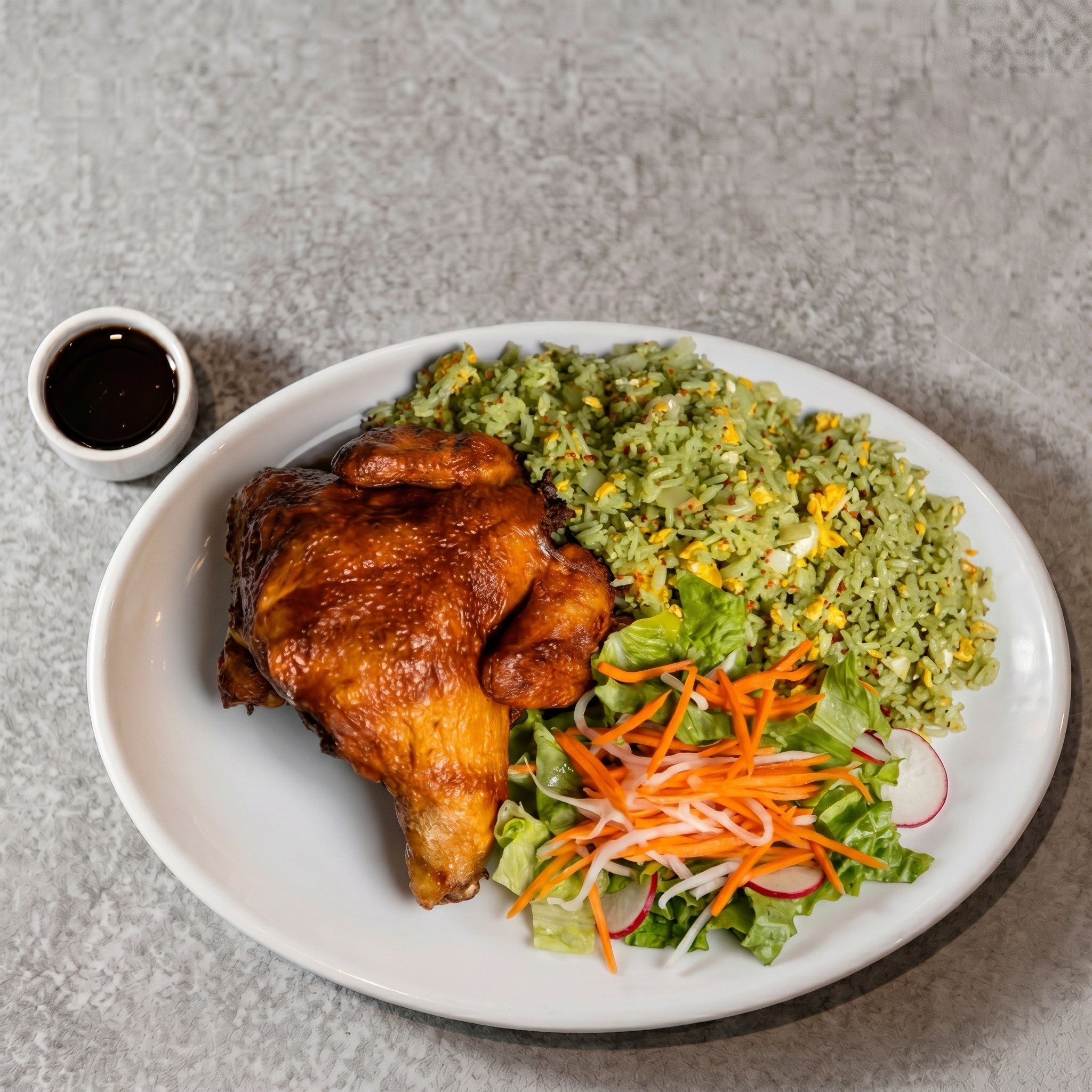 R1_ Green Fried Rice with Cornish Game Hen.