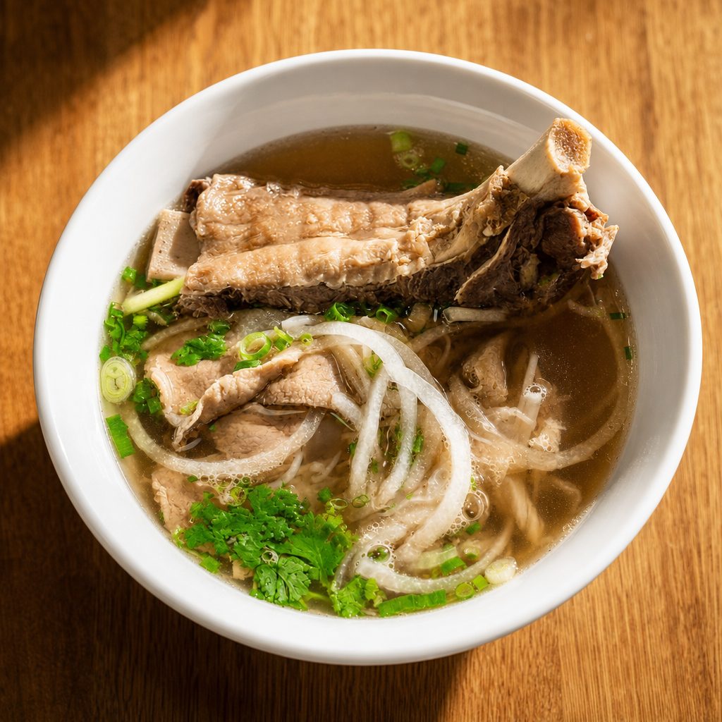 P1_ Pho Combo with Rare Steak, Brisket, Tendon & Tripe.